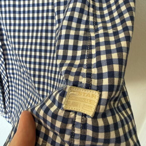 G-Star Raw Men's Short Sleeve Arc 3D Shirt Gingham Check Button Up Blue XXL - Picture 4 of 9